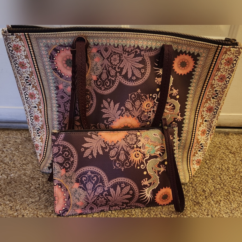 Rare Johnny Was Dragon Tote & Matching Wristlet